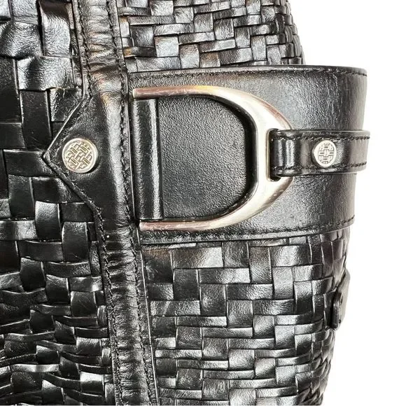 COLE HAAN Village Weave Leather Handbag Hobo or Circular in Black - Picture 4 of 16